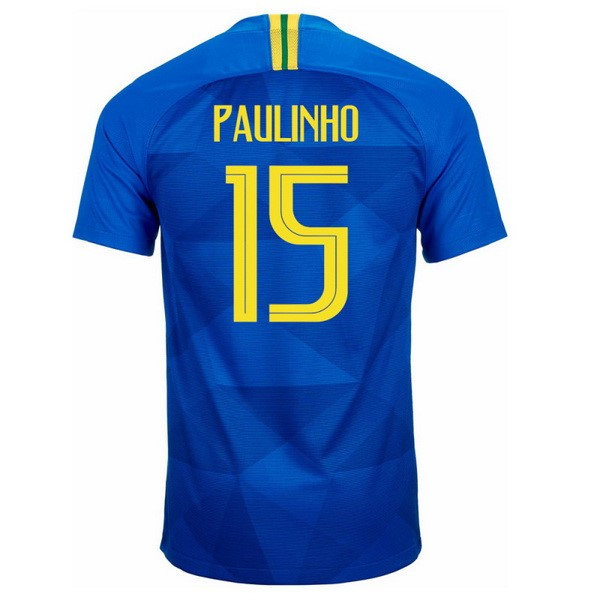Camiseta Brasil 2ª Paulinho 2018 Azul